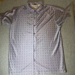 Vintage Street Culture Geometric Short Sleeve Button-up Large B1